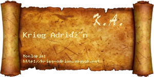 Krieg Adrián névjegykártya